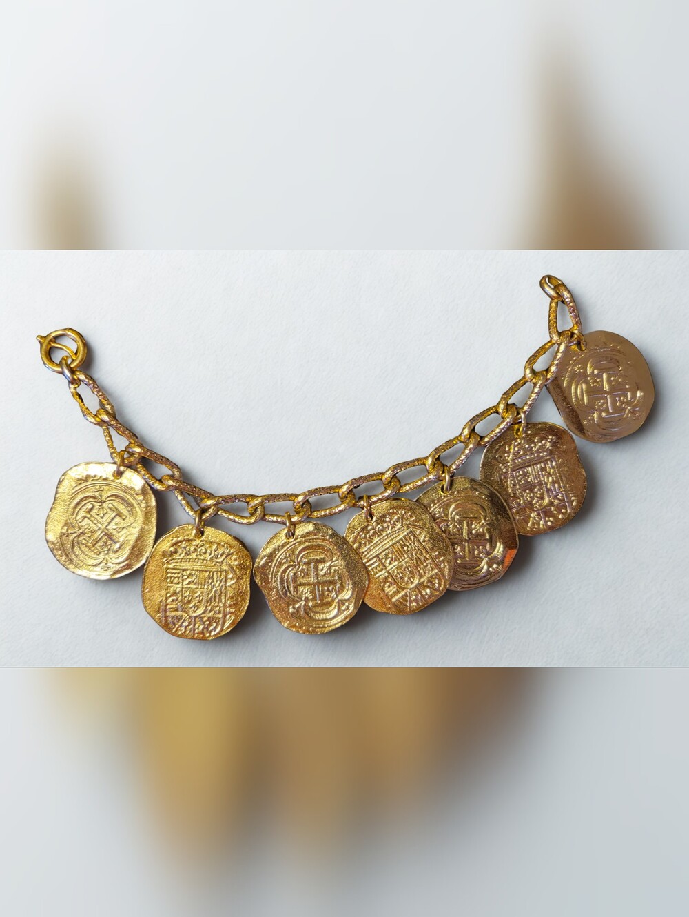 Vintage Signed NAPIER Spanish Coin Bracelet